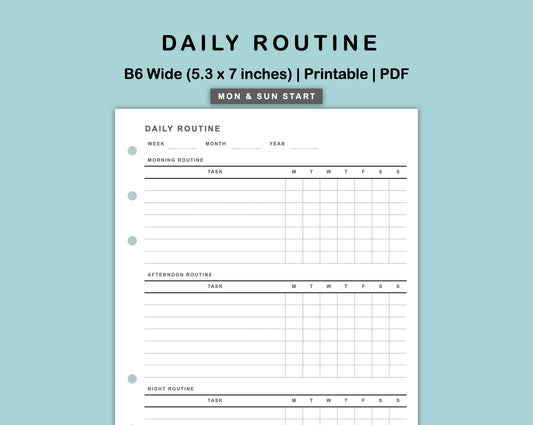B6 Wide Inserts - Daily Routine