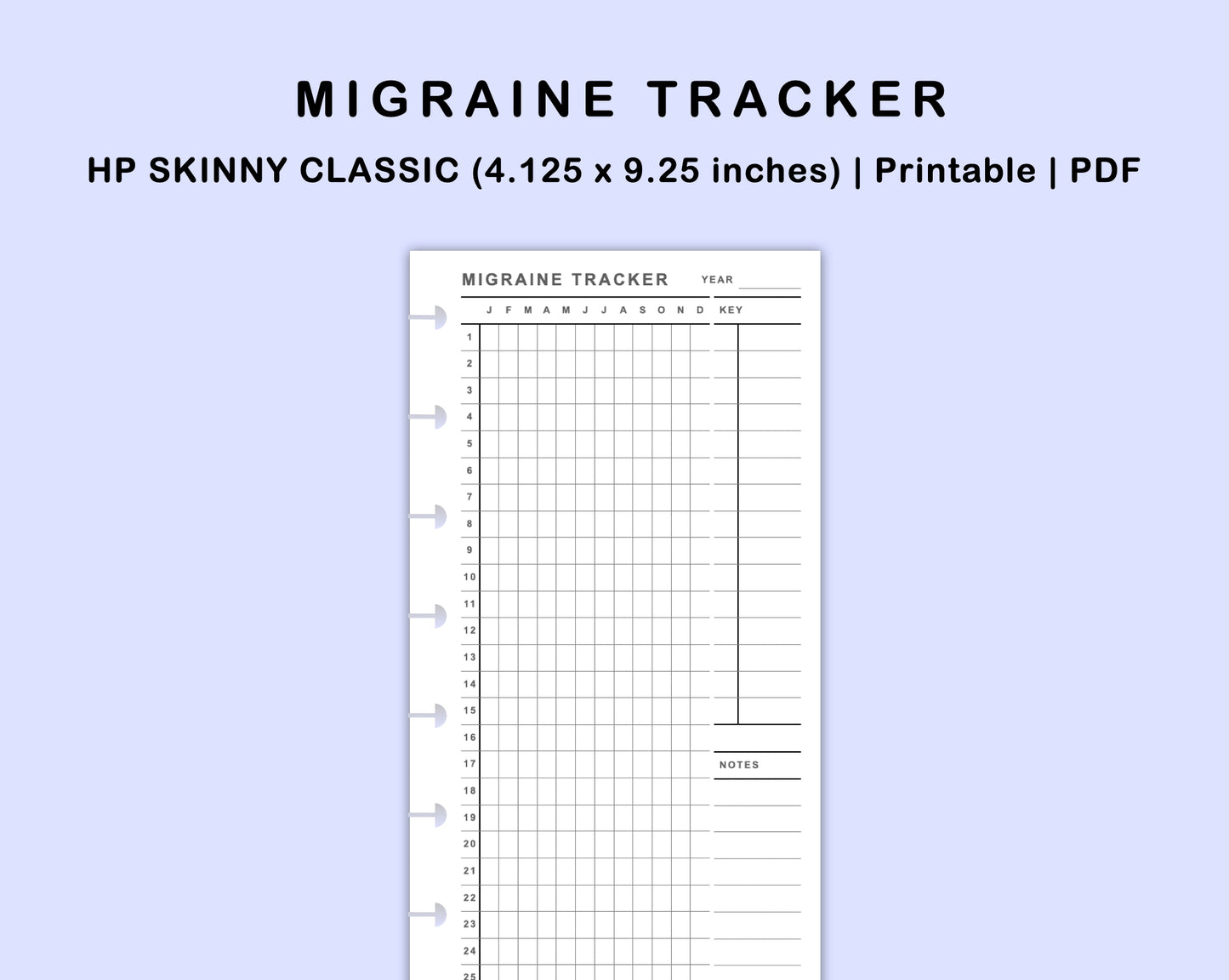 Skinny Classic HP Inserts - Migraine Tracker