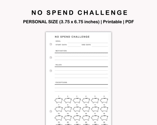 Personal Inserts - No Spend Challenge