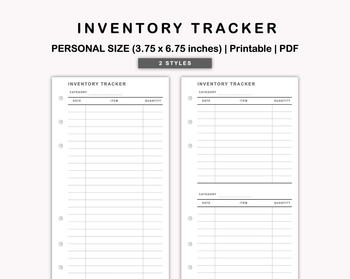 Personal Inserts - Inventory Tracker