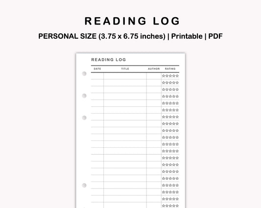 Personal Inserts - Reading Log