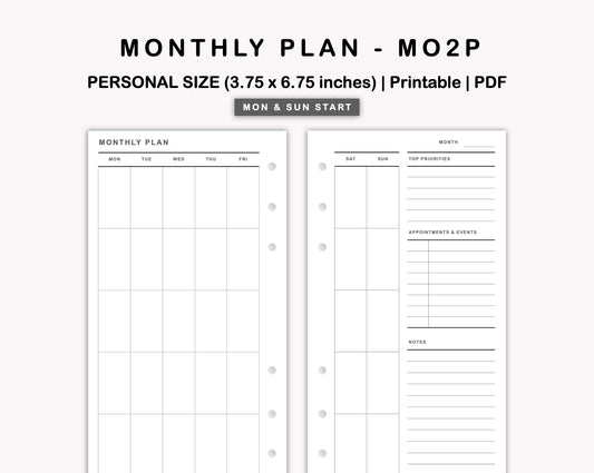 Personal Inserts - Monthly Plan - MO2P - with Top Priority