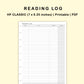 Classic HP Inserts - Reading Log