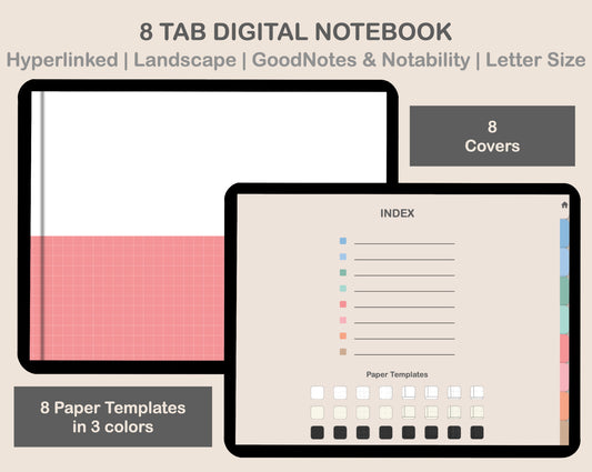 Digital Notebook 8 Tab - Landscape - Pastel