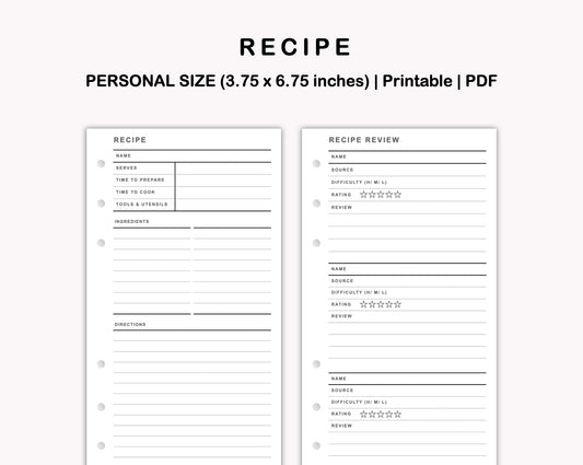 Personal Inserts - Recipe