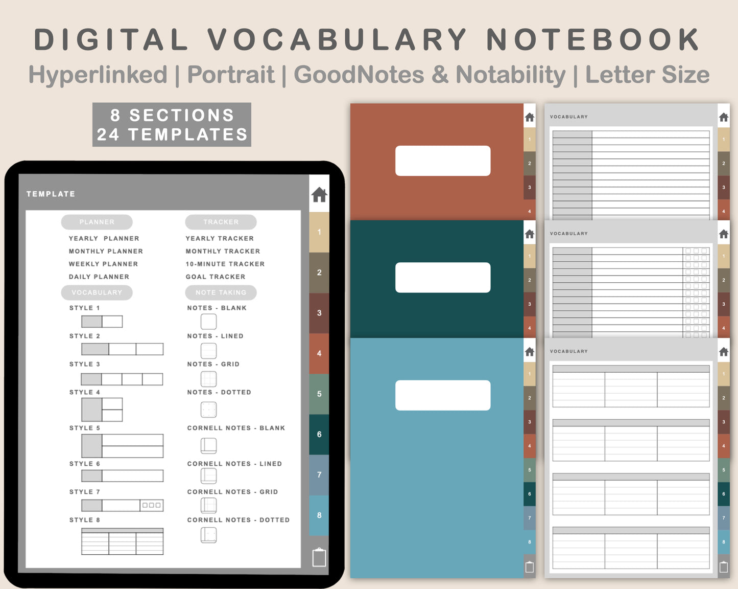 Digital Vocabulary Notebook - Muted