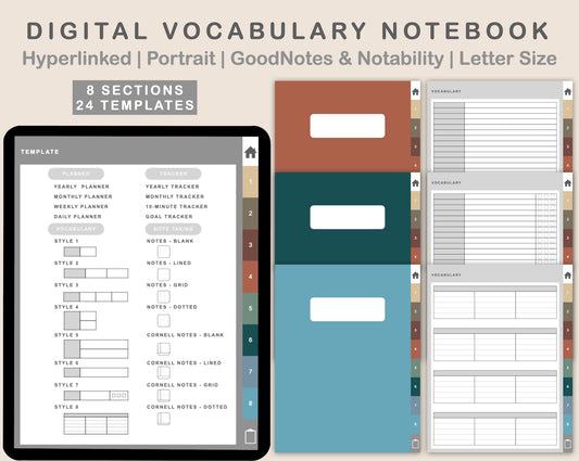 Digital Vocabulary Notebook - Muted