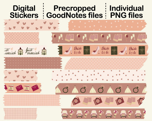 Digital Washi Tape - Neutral Wedding