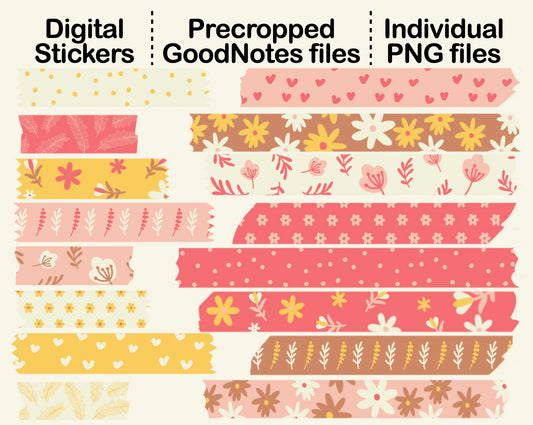 Digital Washi Tape - Yellow Pink Floral