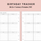 B6 Inserts - Birthday Tracker