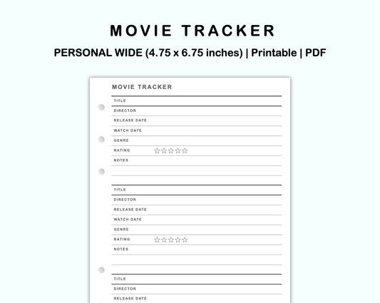 Personal Wide Inserts - Movie Tracker