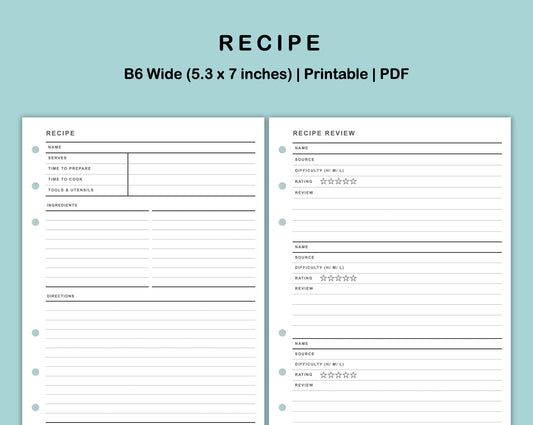 B6 Wide Inserts - Recipe
