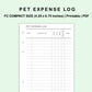 FC Compact Inserts - Pet Expense Log