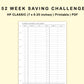 Classic HP Inserts - 52 Week Saving Challenge