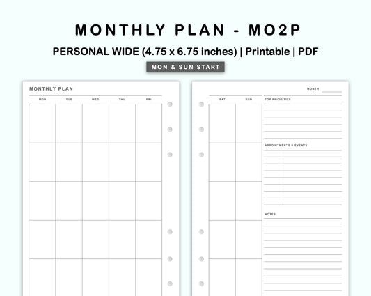 Personal Wide Inserts - Monthly Plan - MO2P - with Top Priority