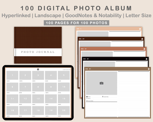 100 Digital Photo Album - Coffee Brown