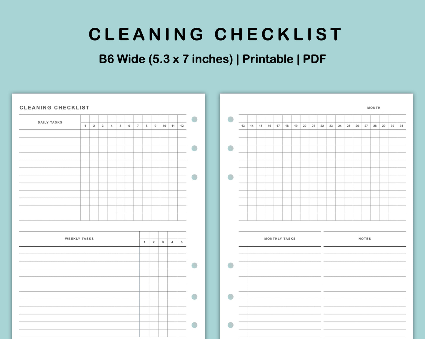 B6 Wide Inserts - Cleaning Checklist