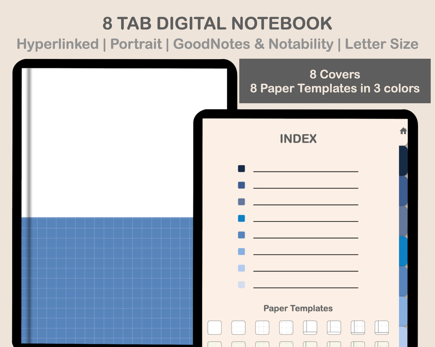 Digital Notebook 8 Tab - Portrait - Classic Blue