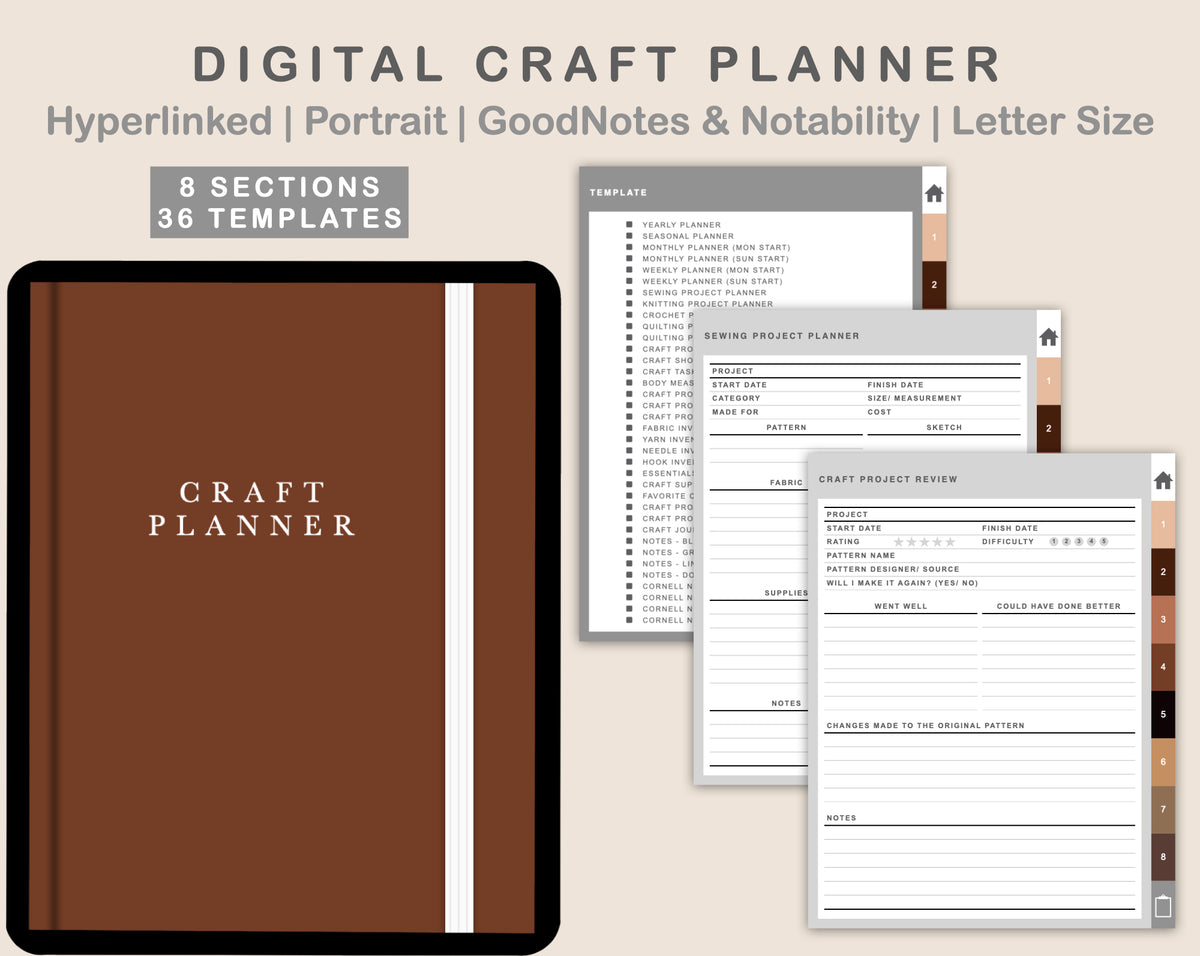 Digital Craft Planner - Brown – kjunstudio