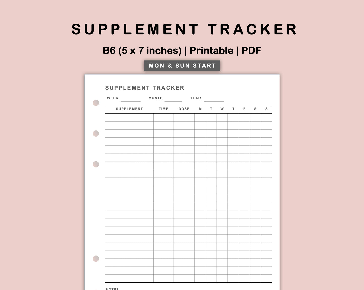 B6 Inserts - Supplement Tracker