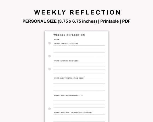 Personal Inserts - Weekly Reflection