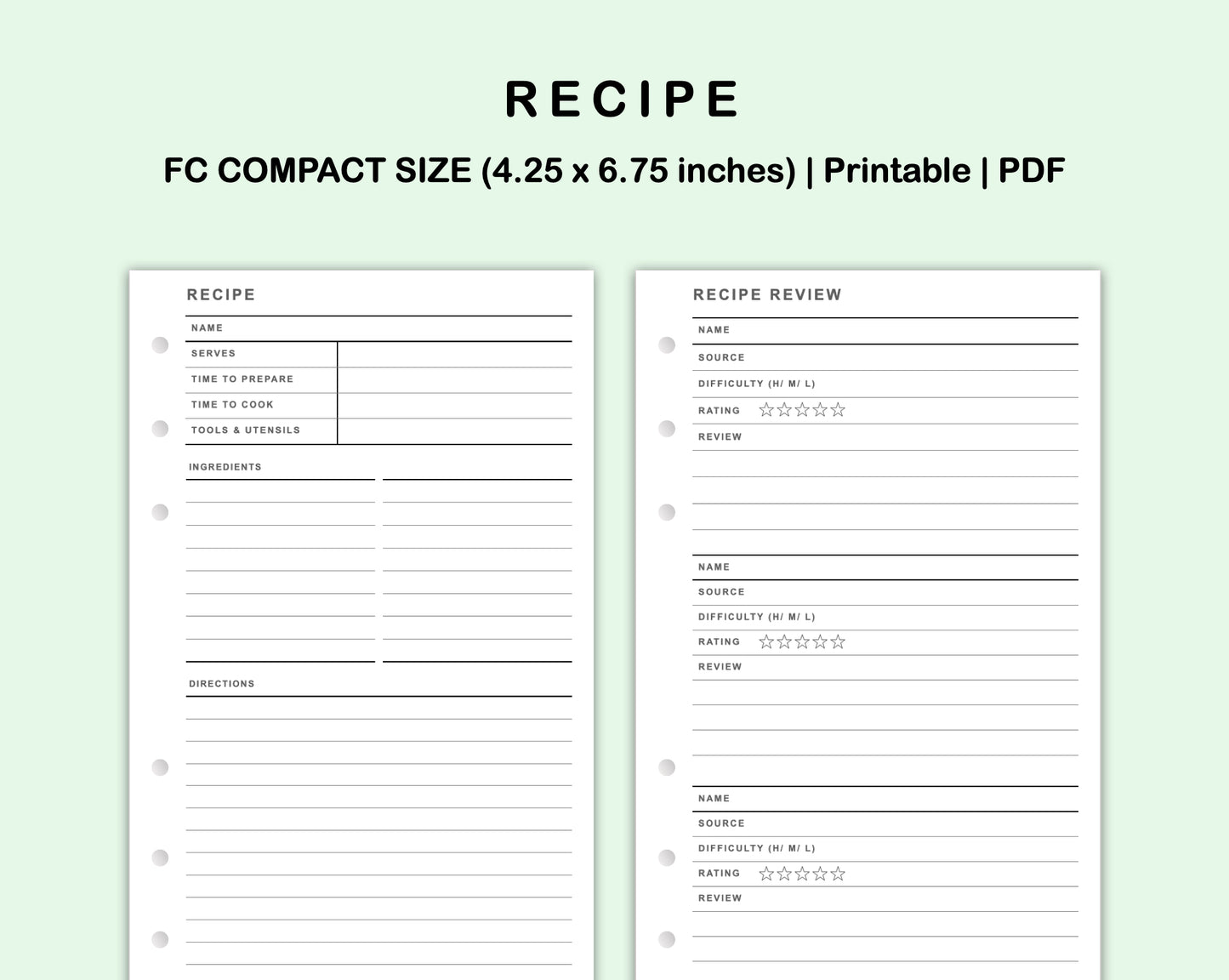 FC Compact Inserts - Recipe
