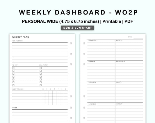 Personal Wide Inserts - Weekly Dashboard