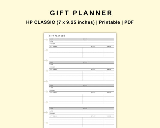 Classic HP Inserts - Gift Planner