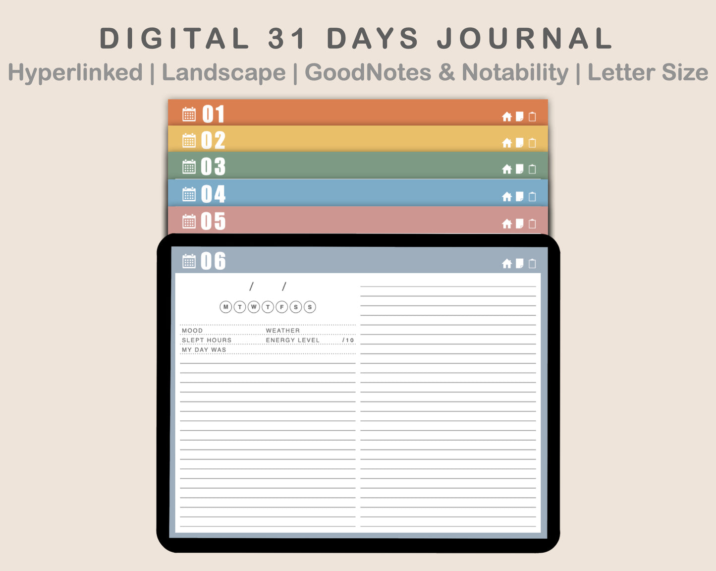 31 Day Digital Journal - Landscape - Boho