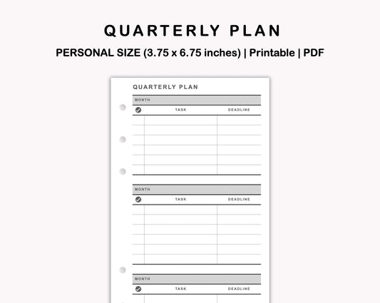 Personal Inserts - Quarterly Plan