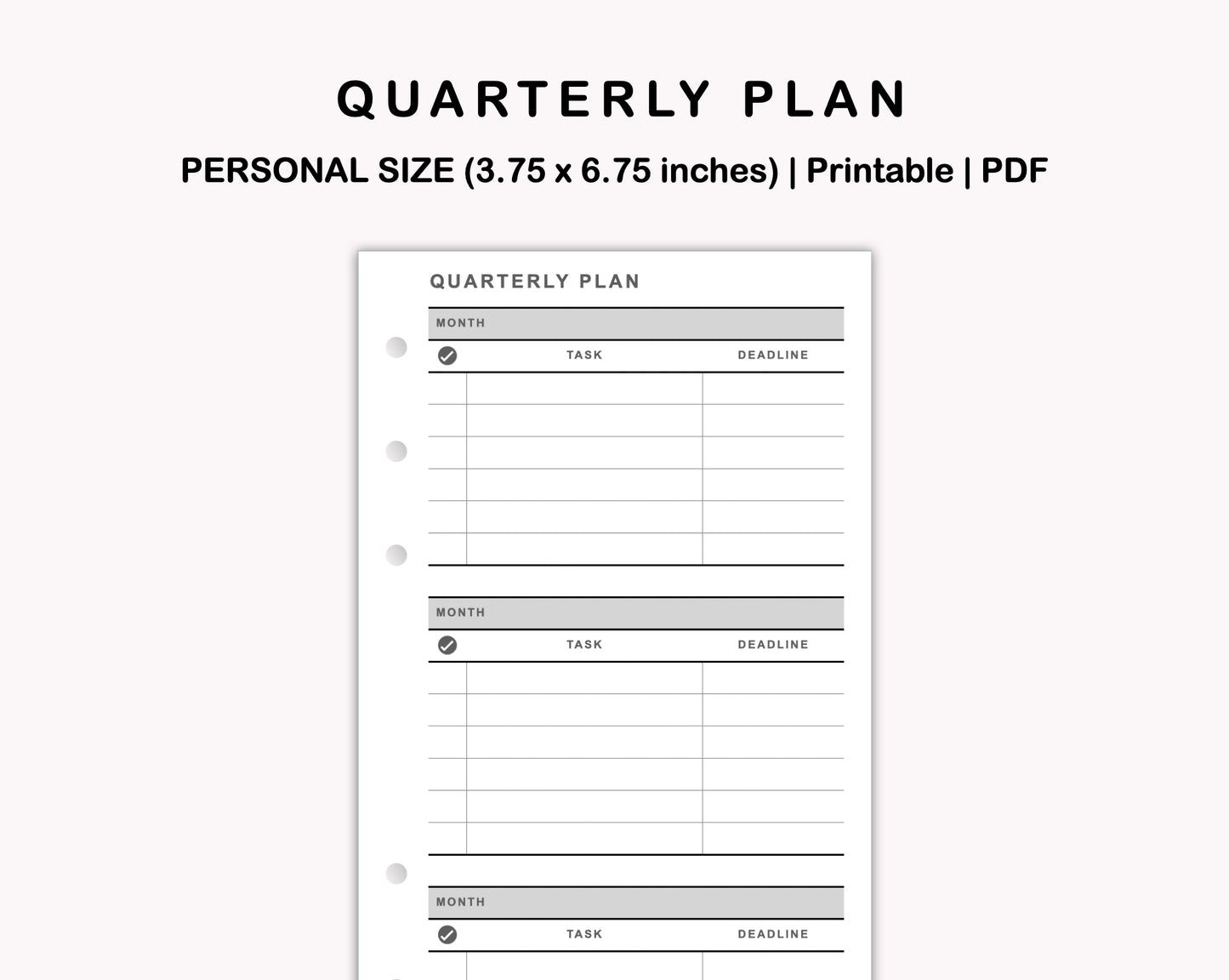 Personal Inserts - Quarterly Plan
