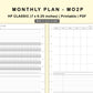 Classic HP Inserts - Monthly Plan - MO2P - with Habit Tracker
