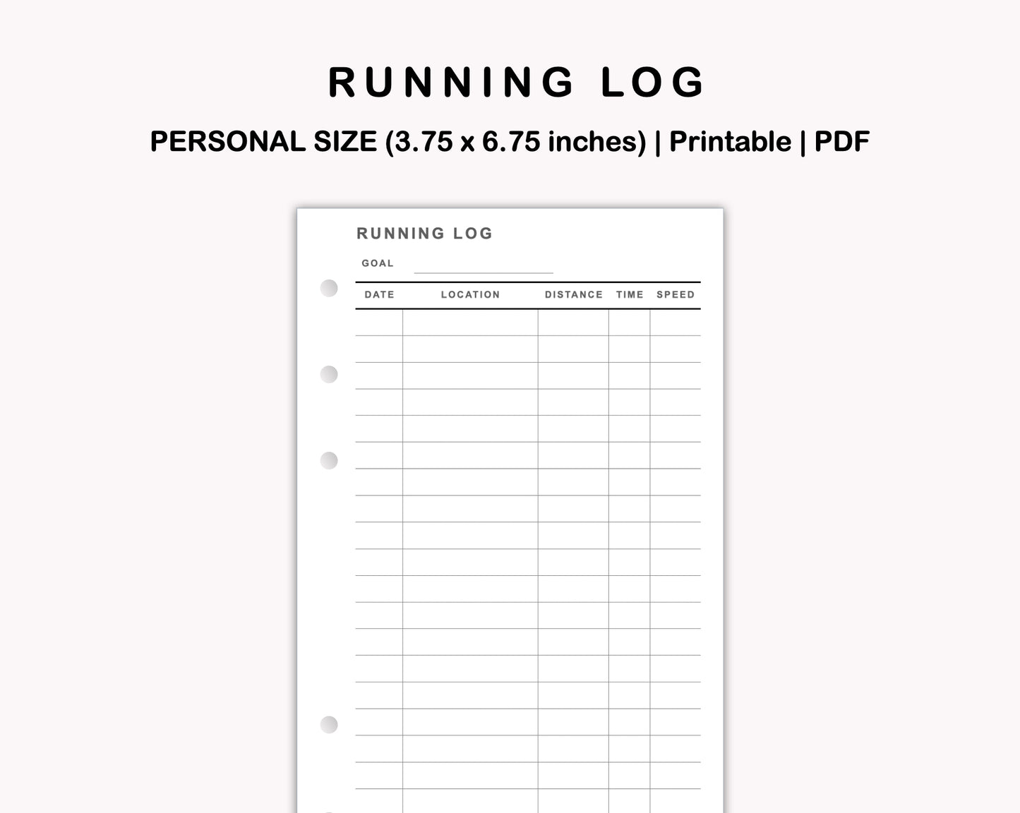 Personal Inserts - Running Log