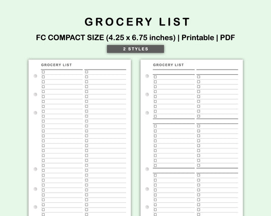FC Compact Inserts - Grocery List