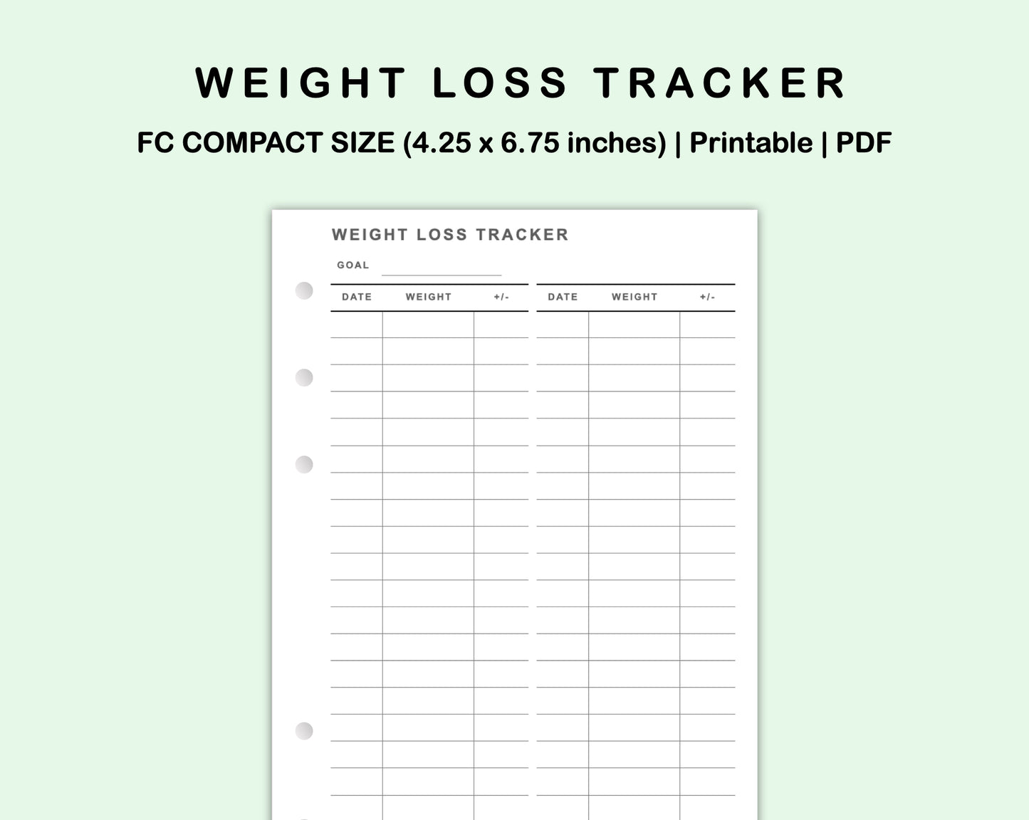 FC Compact Inserts - Weight Loss Tracker