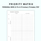 Personal Wide Inserts - Priority Matrix