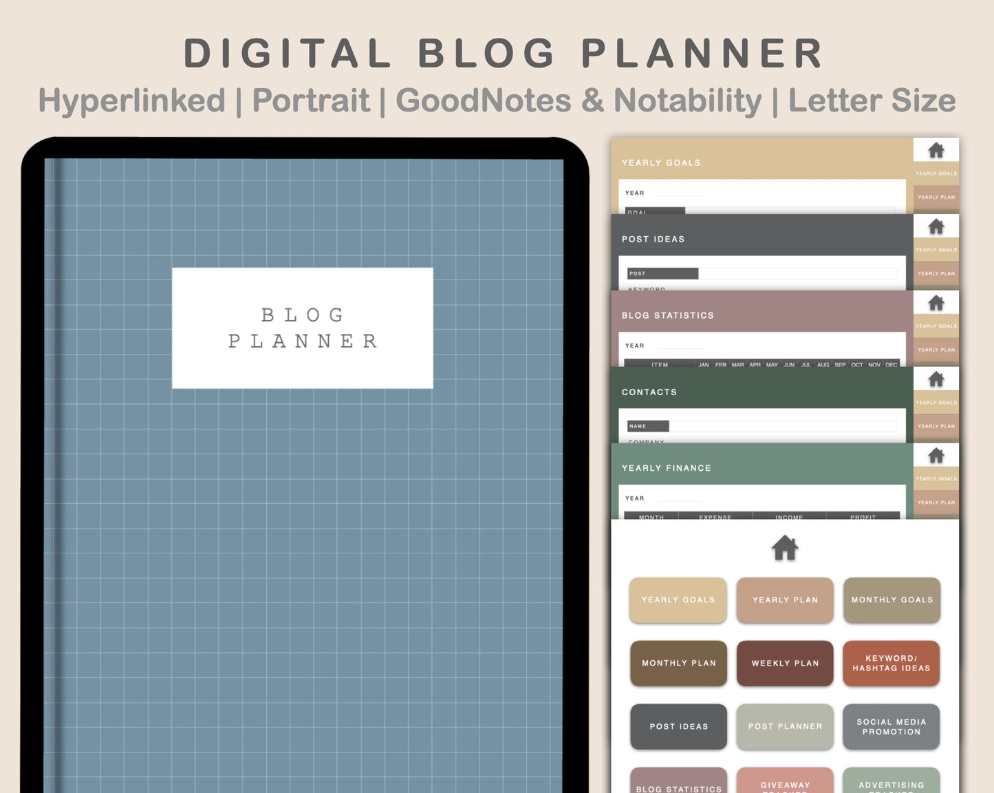 Digital Blog Planner - Muted