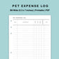 B6 Wide Inserts - Pet Expense Log