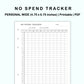 Personal Wide Inserts - No Spend Tracker