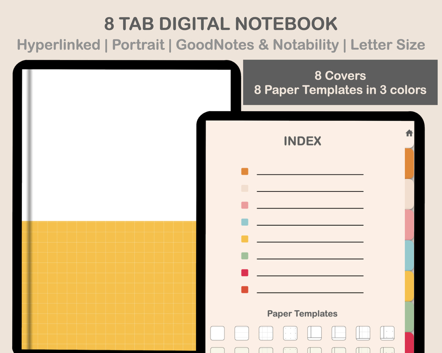 Digital Notebook 8 Tab - Portrait - Bright Summer