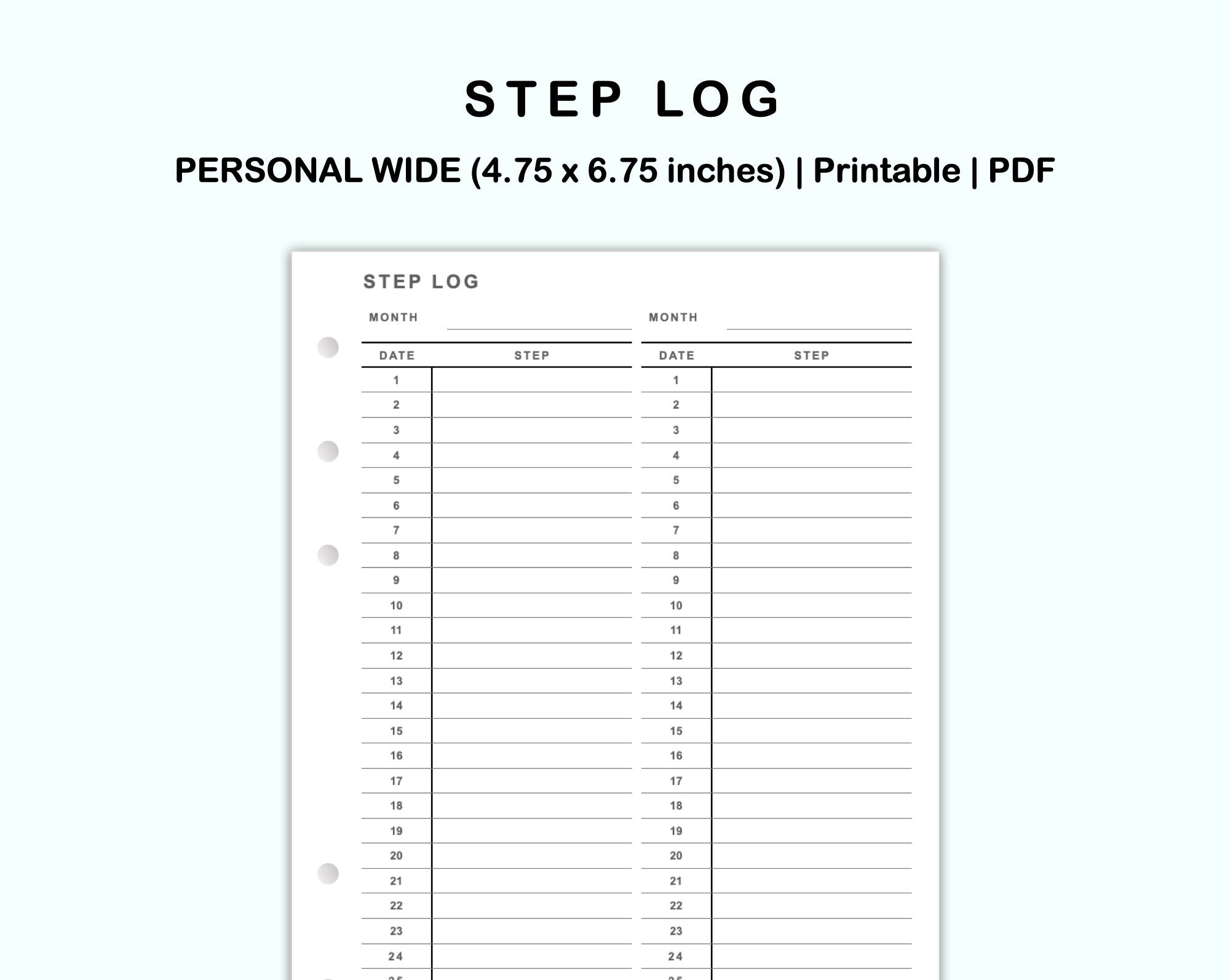Step Log Examples Personal Wide Inserts - Step Log – kjunstudio