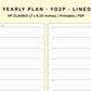 Classic HP Inserts - Yearly Plan - YO2P - Lined