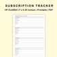 Classic HP Inserts - Subscription Tracker