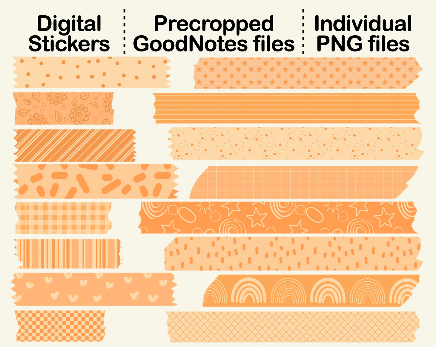 Digital Washi Tape - Bright Orange – kjunstudio