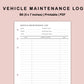 B6 Inserts - Vehicle Maintenance Log