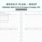 Personal Wide Inserts - Weekly Plan - WO2P - with Calendar