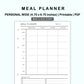 Personal Wide Inserts - Meal Planner with Grocery List