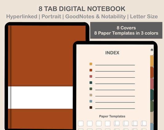 Digital Notebook 8 Tab - Portrait - Retro