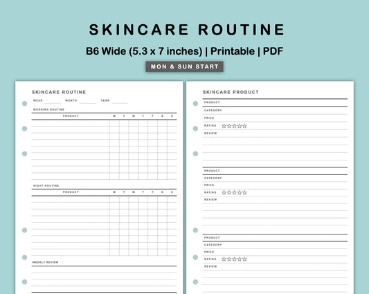 B6 Wide Inserts - Skincare Routine