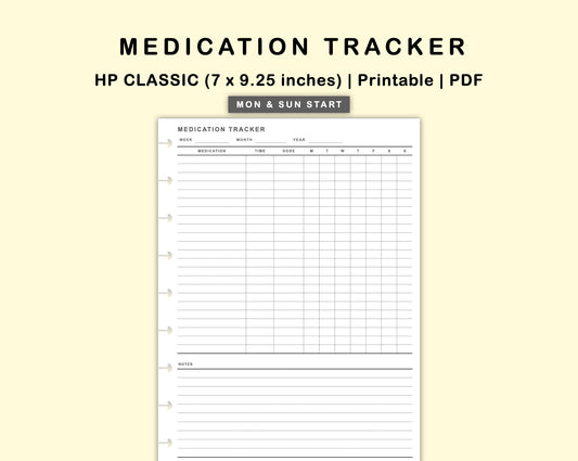 Classic HP Inserts - Medication Tracker
